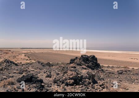 NESSUN WEB/NESSUNA APP - ESCLUSIVA. (Testo disponibile) Red Hill Marina al Salton Sea in California, USA nel 2017. Il mare artificiale di Salton è il lago più grande della California. Situato nella contea imperiale a circa 240 km a sud di Los Angeles, il lago si sta asciugando rapidamente, minacciando il destino di pesci, specie di uccelli migratori e anche la salute pubblica, come playa esposto creerà ciotole di polvere, danneggiando un'area conosciuta per alti tassi di asma e alto livello di inquinamento atmosferico. Foto di Olivier Hertel/ABACAPRESS.COM Foto Stock