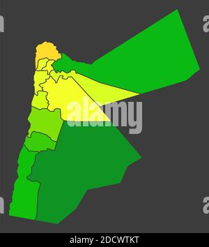 Mappa termica della popolazione Jordan come illustrazione della densità di colore Foto Stock