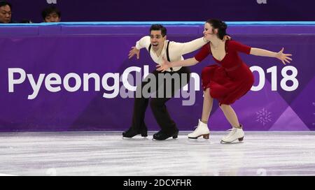 Anna Cappellini e Luca Lanotte (ITA) si esibiscono nell'evento di danza libera sul pattinaggio di figura durante i Giochi Olimpici invernali di Pyeongchang 2018 presso la Gangneung Ice Arena. PyeongChang, Corea del Sud, 20 febbraio 2018. Foto di Giuliano Bevilacqua/ABACAPRESS.COM Foto Stock