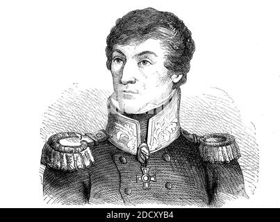 Il principe Michael Andreas Barclay de Tolly, 16 dicembre 1761 – 26 maggio 1818, maresciallo tedesco Baltico e ministro della guerra dell'Impero russo durante l'invasione di Napoleone / Fürst Michael Andreas Barclay de Tolly, russischer Generalfeldmarschall und Kriegsminister, Historisch, historical, Riproduzione digitale migliorata di un originale del 19 ° secolo / digitale Reproduktion einer Originalvollage aus dem 19. Jahrhundert, Foto Stock