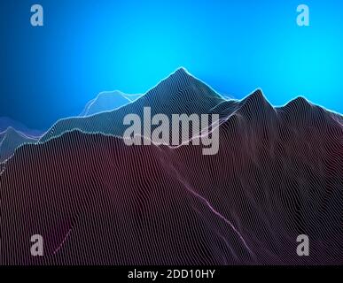 Monte Everest, altezza rilievo, montagne. Lhotse, Nuptse. Mappa di Himalaya. La montagna più alta del mondo. HUD, griglia digitale, display. Riassunto Foto Stock