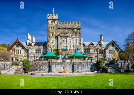 Hatley Castle, Royal Roads University Campus, Victoria, Vancouver Island, BC, Canada Foto Stock