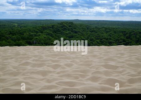 Le dune di sabbia più grandi d'Europa, Dune du Pilat, si trovano di fronte al parco naturale Landes de Gascogne Foto Stock