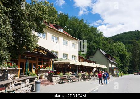 Blansko (Blanz): Hotel Skalni mlyn a Carso Moravo, Jihomoravsky, Moravia meridionale, Südmähren, ceco Foto Stock