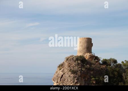 Un paesaggio di Torre del Verger a Banyalbufar, Spagna Foto Stock