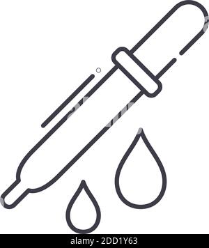 Icona contagocce, illustrazione lineare isolata, vettore di linea sottile, segno di disegno web, simbolo di concetto di contorno con tratto modificabile su sfondo bianco. Illustrazione Vettoriale