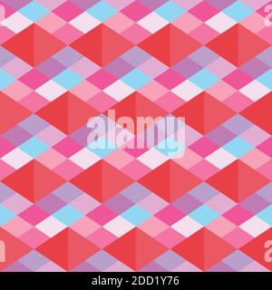 Ripetizione vettoriale geometrica senza giunture. Infinite file di scatole cubiche e triangoli. Geometria nitida di colori pastello. Perfetto per tessuti e stampe Illustrazione Vettoriale