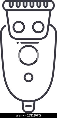 Icona del concetto di Clipper elettrico, illustrazione isolata lineare, vettore di linea sottile, segno di disegno di fotoricettore, simbolo di concetto di contorno con tratto modificabile su bianco Illustrazione Vettoriale