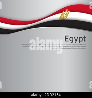 Bandiera egiziana ondulata astratta. Stile di taglio della carta. Sfondo creativo per l'egitto patriottico vacanza carta disegno. Poster nazionale. Stato patriottico egiziano Illustrazione Vettoriale