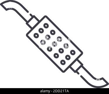 Icona concetto di scarico, illustrazione isolata lineare, vettore a linee sottili, segno di disegno web, simbolo concetto di contorno con tratto modificabile su sfondo bianco Illustrazione Vettoriale