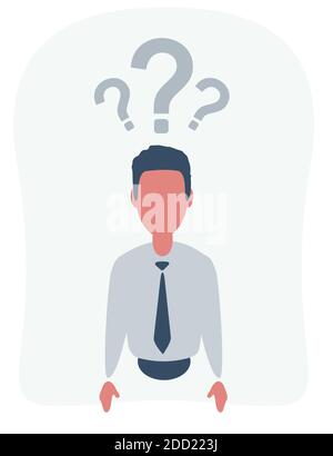 L'uomo sta pensando. Punto interrogativo. Illustrazione vettoriale Illustrazione Vettoriale