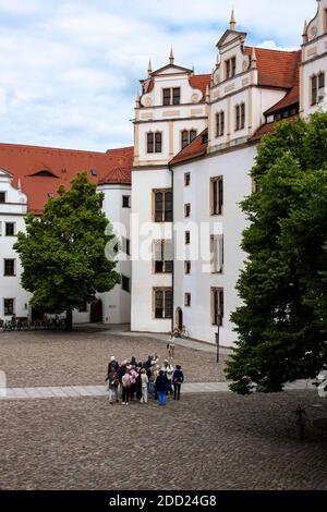 Germania, Torgau, Castello di Hartenfels, Cappella del Castello, dedicata da martin Lutero, 1544, scalinata di Wendelstein Foto Stock