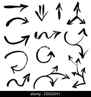 Set di icone freccia spazzola a secco. Illustrazione vettoriale. Illustrazione Vettoriale