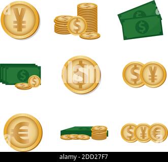 Gruppo isolato di icone finanziarie su sfondo bianco - Vettore Illustrazione Vettoriale