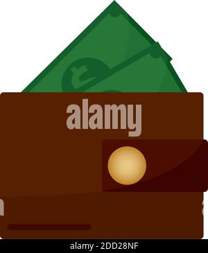 Dollari del portafoglio isolato in sfondo bianco icona finanziaria - vettore Illustrazione Vettoriale