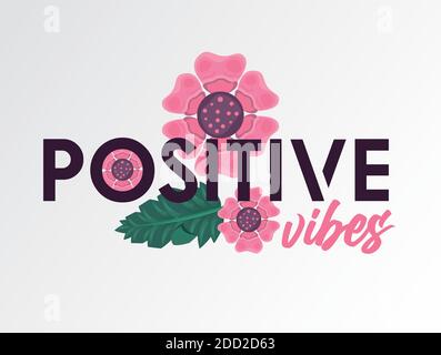 cornice floreale poster natura con vibrazioni positive citazione vettore illustrazione design Illustrazione Vettoriale