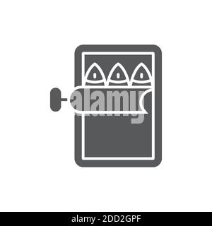 Il cibo di pesce può icona, colore, linea, contorno vettore segno, stile lineare pittogramma isolato su bianco. Simbolo, illustrazione del logo. Tratto modificabile. Perf. Pixel Illustrazione Vettoriale