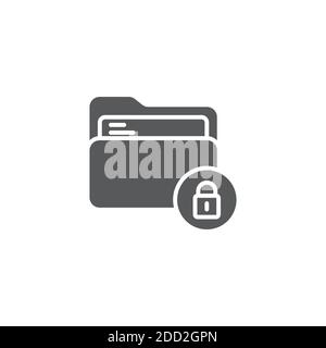 Icona di sicurezza della cartella dei file, colore, linea, segno vettoriale del contorno, pittogramma di stile lineare isolato su bianco. Simbolo, illustrazione del logo. Tratto modificabile. PIX Illustrazione Vettoriale