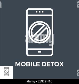 Icona del vettore di linea sottile Detox mobile Illustrazione Vettoriale