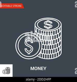 Icona di denaro. Linea sottile illustrazione vettoriale Illustrazione Vettoriale