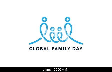Linea semplice globale famiglia giorno logo icona vettore moderno design Illustrazione Vettoriale