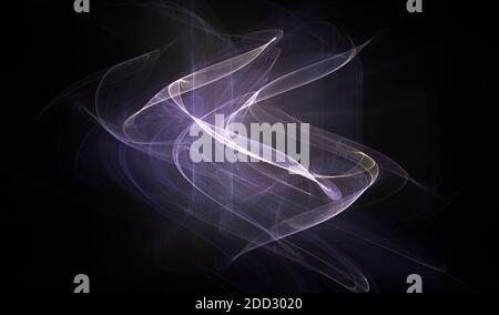 rendering 3d astratto che illumina il frattale con linee elettriche al neon su sfondo nero. Oggetto surreale Foto Stock