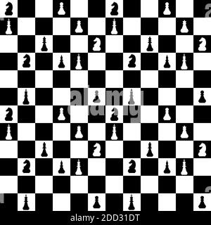 Scacchiera tavola senza cuciture con figure. Classico gioco di scacchi. Illustrazione Vettoriale