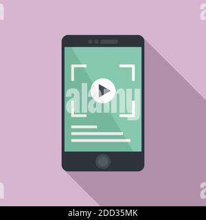Icona di registrazione su schermo dello smartphone, stile piatto Illustrazione Vettoriale