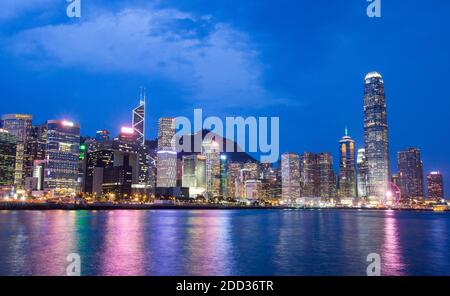 Della città di Hong Kong di notte Foto Stock