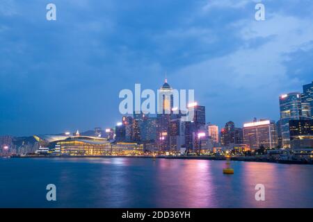 Della città di Hong Kong di notte Foto Stock