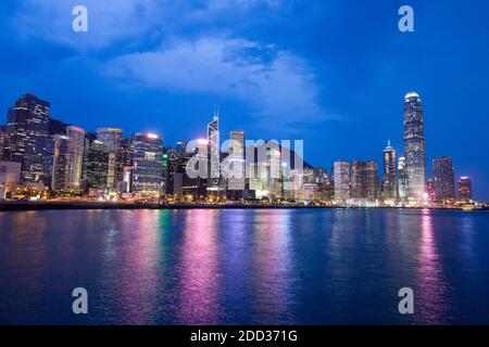 Della città di Hong Kong di notte Foto Stock