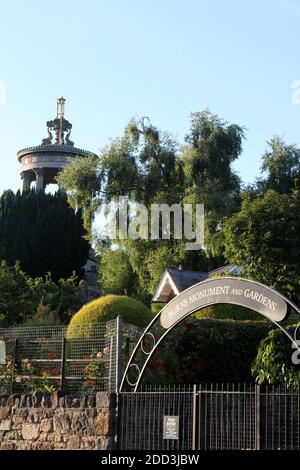 Burns Monument & Gardens, Alloway, Ayrshire, Scozia, Regno Unito, L'ingresso ai giardini di proprietà e curato dal National Trust of Scotland Foto Stock