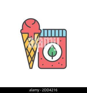 Icona della linea di colore naturale del gelato organico. Pittogramma per pagina web, app mobile, promo. Illustrazione Vettoriale