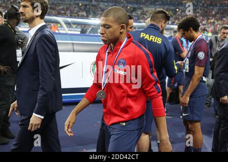 Kylian Mbappe di Parigi Saint Germain celebra la vittoria della National Cup Final match tra Les Herbiers e Paris Saint Germain PSG allo Stade de France il 09 maggio 2018 a Saint-Denis, a nord di Parigi, Francia. Foto di ABACAPRESS.COM Foto Stock