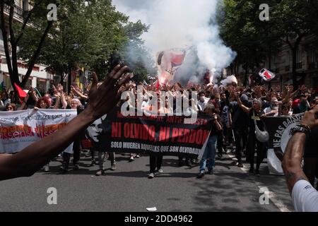 Diverse dozzine di militanti antifascisti si sono riuniti per commemorare i 5 anni dell'assassinio di Clemente Meric, un militante antifascista, ucciso durante una lotta con militanti di estrema destra. Parigi, Francia, 2 giugno 2018. Foto di Samuel Boivin/ABACAPRESS.COM Foto Stock