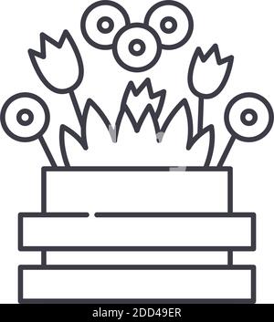 Icona di fiori falsi, illustrazione lineare isolata, vettore di linea sottile, segno di disegno di fotoricettore, simbolo di concetto di contorno con tratto modificabile su sfondo bianco. Illustrazione Vettoriale