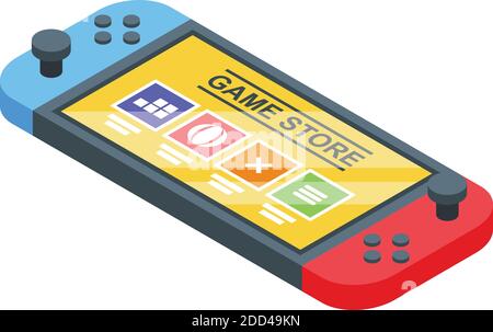 Video gioco online shopping icona. Isometrica di video gioco online vettore di shopping icona per il web design isolato su sfondo bianco Illustrazione Vettoriale
