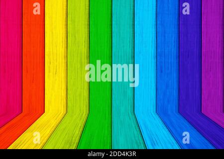 Colore arcobaleno in legno vuoto per il montaggio del vostro prodotto pubblicitario. Foto Stock