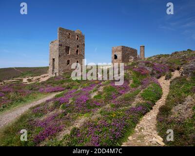 Rovine minerarie a Wheal Coates, St Agnes, Cornovaglia. Foto Stock