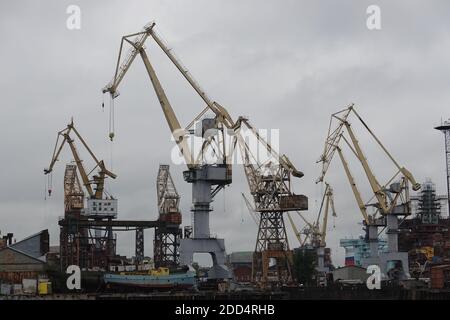 Il Porto Grande di San Pietroburgo è l'impresa statale che fornisce l'organizzazione della navigazione commerciale nel porto marittimo Foto Stock