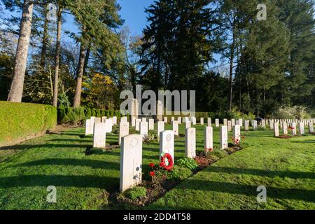 Tomba del soldato inglese Richard Henry Laity, ucciso durante la prima guerra mondiale, nel Cimitero britannico d'onore al Cimitero del Sud di Colonia, Germania, Foto Stock