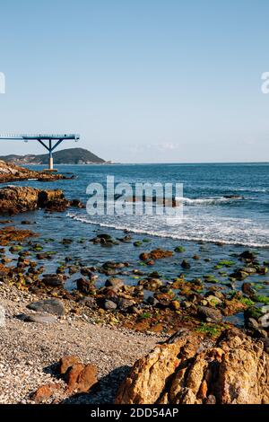 Cheongsapo Daritdol Skywalk e mare blu a Busan, Corea Foto Stock