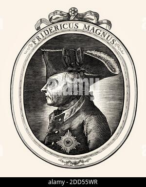 Federico II o Federico il Grande o Alter Fritz, 1712 - 1786, di Johann Georg Unger, XVIII secolo, restaurato digitalmente Foto Stock