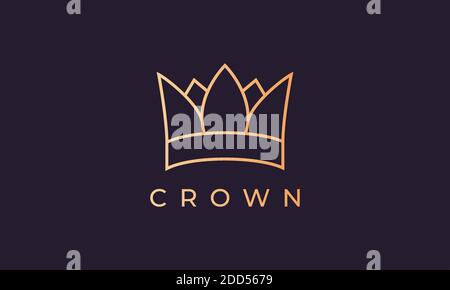 logo luxury gold kingdom crown con linea semplice e moderna stile artistico Illustrazione Vettoriale