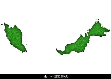 Mappa della Malesia su feltro verde Foto Stock