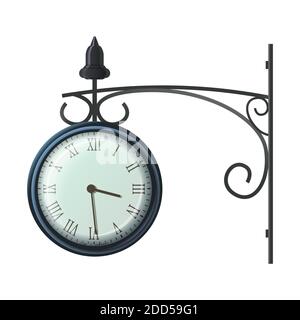 icona vettoriale 3d realistica immagine di un orologio vintage da parete. Isolato su sfondo bianco. Illustrazione Vettoriale