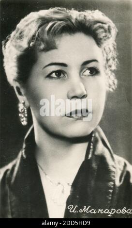 Inna Vladimirovna Makarova (28 luglio 1926 – 25 marzo 2020) è stata un' attrice sovietica e russa. Vecchia cartolina d'epoca dell'URSS, anni '60. Frammento. Foto Stock