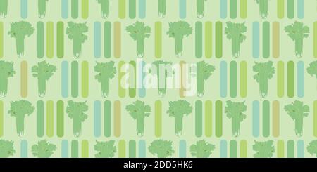 Modern Celery stalk Seamless Vector Repeat background. Botany Geometric Vegetable Design. Fresco tutto ripetere. Cibo, cucina, usura cucina, grembiule, cucina, Salute. File vettoriale EPS 10 Tile. Illustrazione Vettoriale