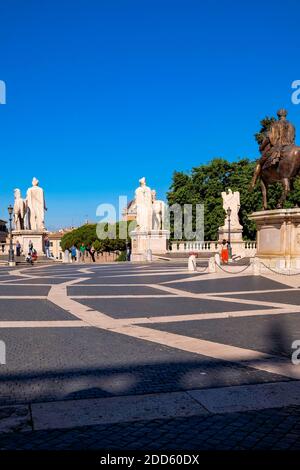 Campidoglio - Piazza sul Campidoglio progettata da Michelangelo - Roma, Italia Foto Stock