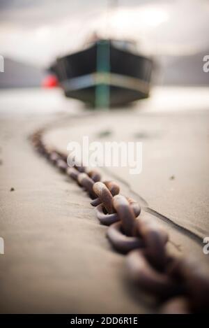 Vecchia barca da pesca, Barmouth Harbour, Gwynedd, il Galles del Nord, Wales, Regno Unito, Europa Foto Stock